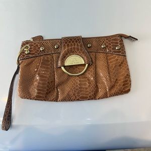 Linea Rosetti Brown Snakeskin Print Clutch‎ Handbag